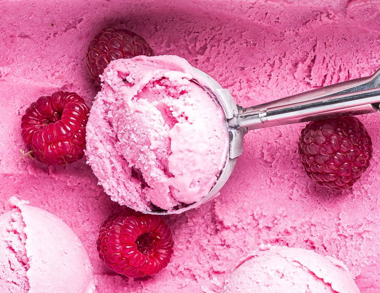 Summer scoop of raspberry ice cream